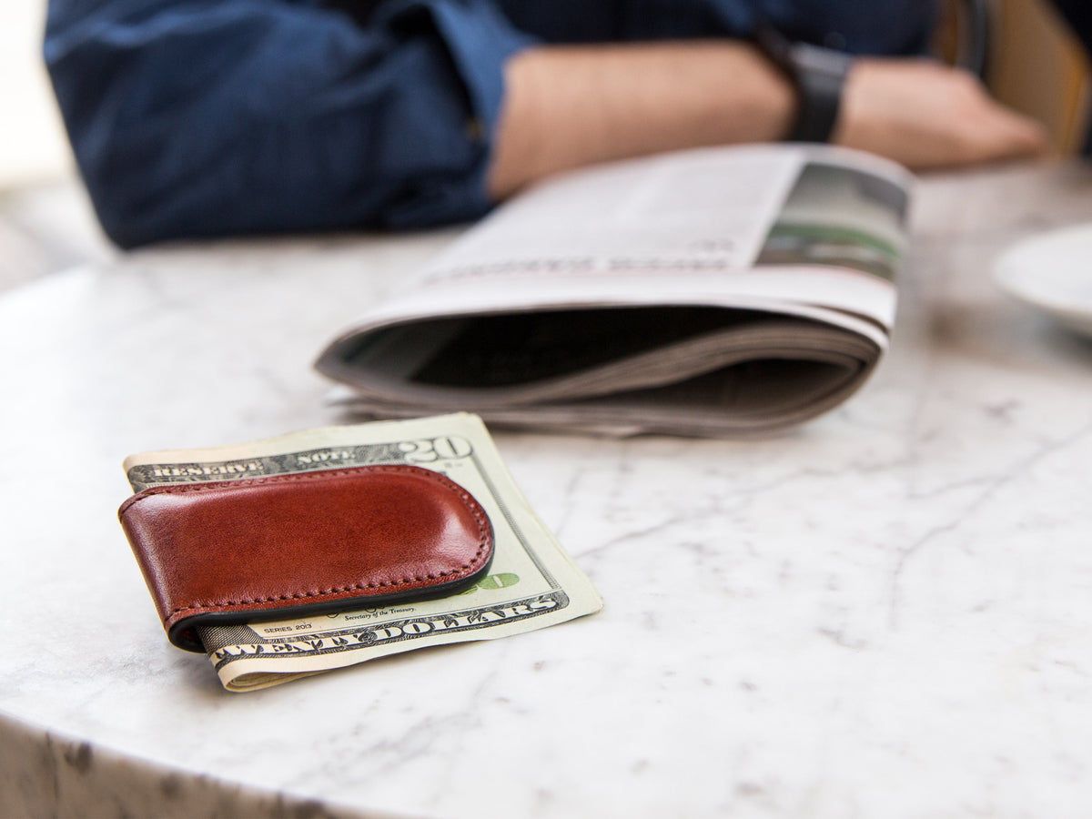 Old Leather Magnetic Money Clip