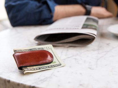 Old Leather Magnetic Money Clip