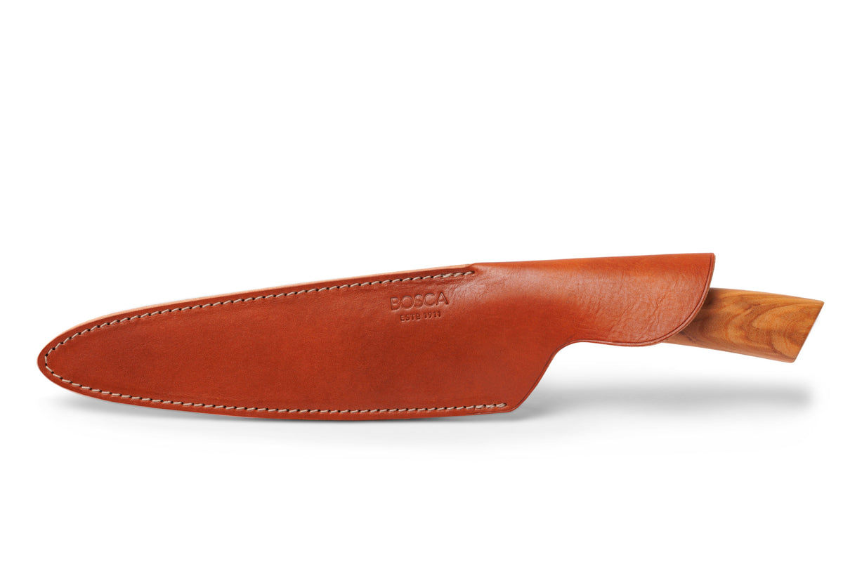 Olive Handle Chef Knife with Leather Sheath