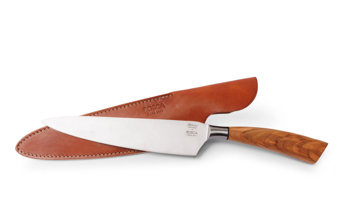 Olive Handle Chef Knife with Leather Sheath