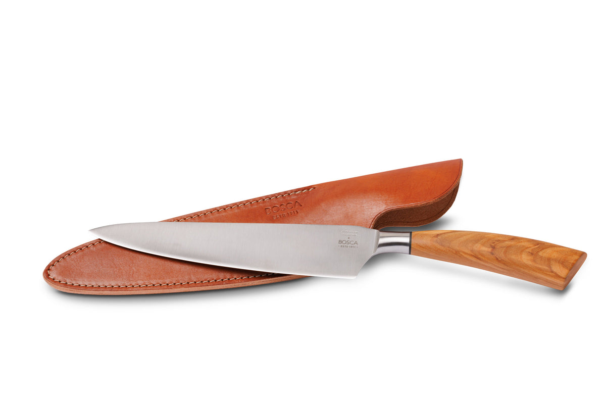Olive Handle Chef Knife with Leather Sheath