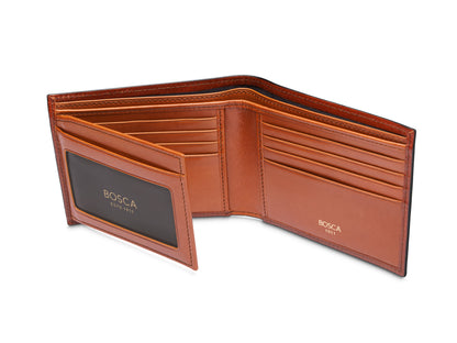Contrast Old Leather Bifold w/ ID Flap